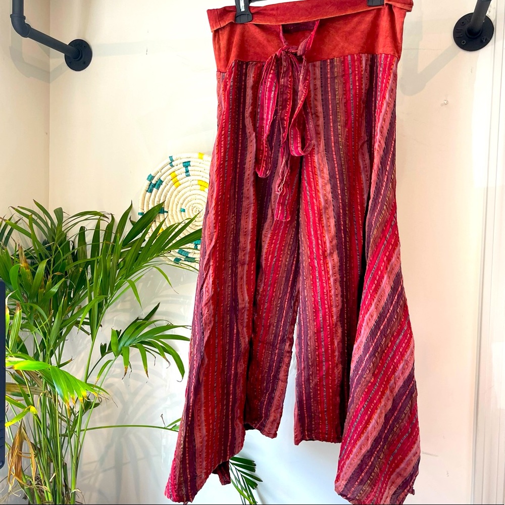 Boho Festival Palazzo Wide Leg Cropped Pants. Made in India. 100% cotton